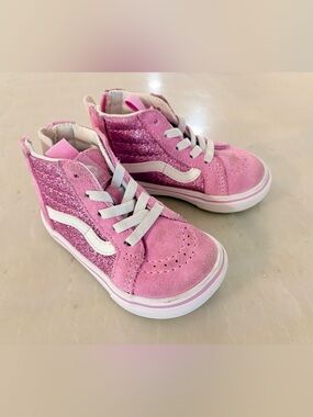 Vans Kids Pink Glitter High-Top Sneakers